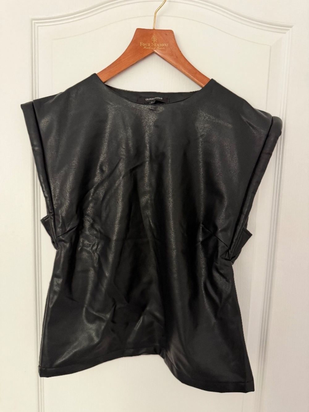 Faux leather blouse